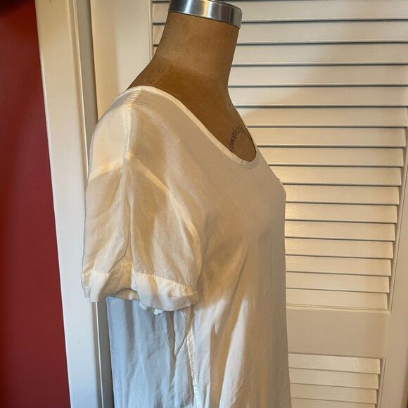 GAP | semi sheer white pullover short sleeve high low pocket blouse S - Picture 5 of 8